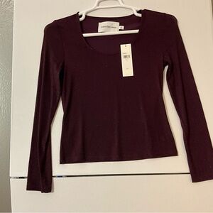 Calvin Klein Jeans Long Sleeve Top in Rich Burgundy